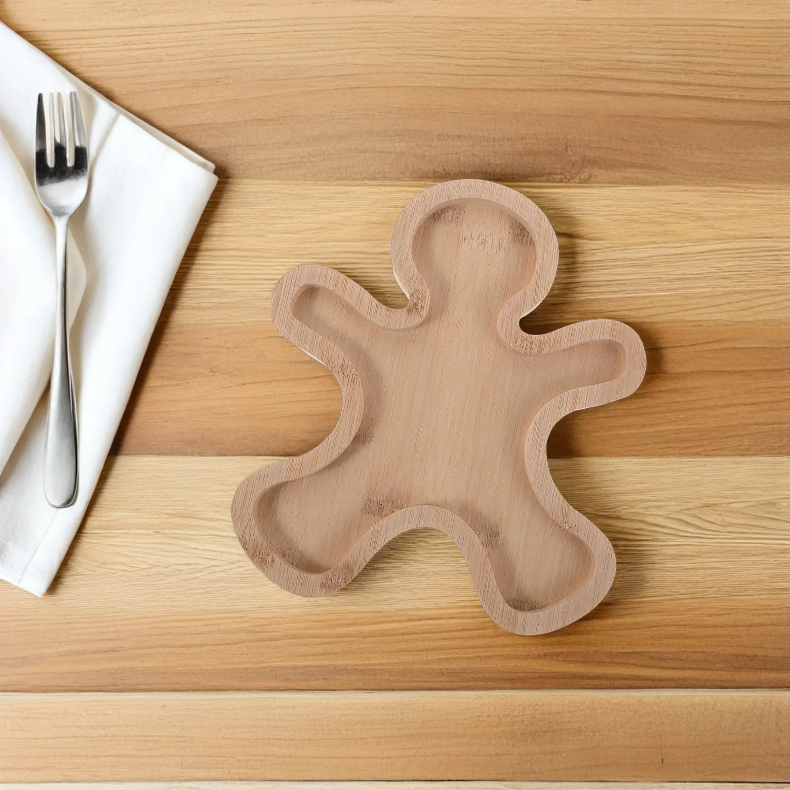 Gingerbread Wooden Tray Eco-Friendly Festive Snack Platter Holiday Table Decor Christmas Candy Dessert Serving Board