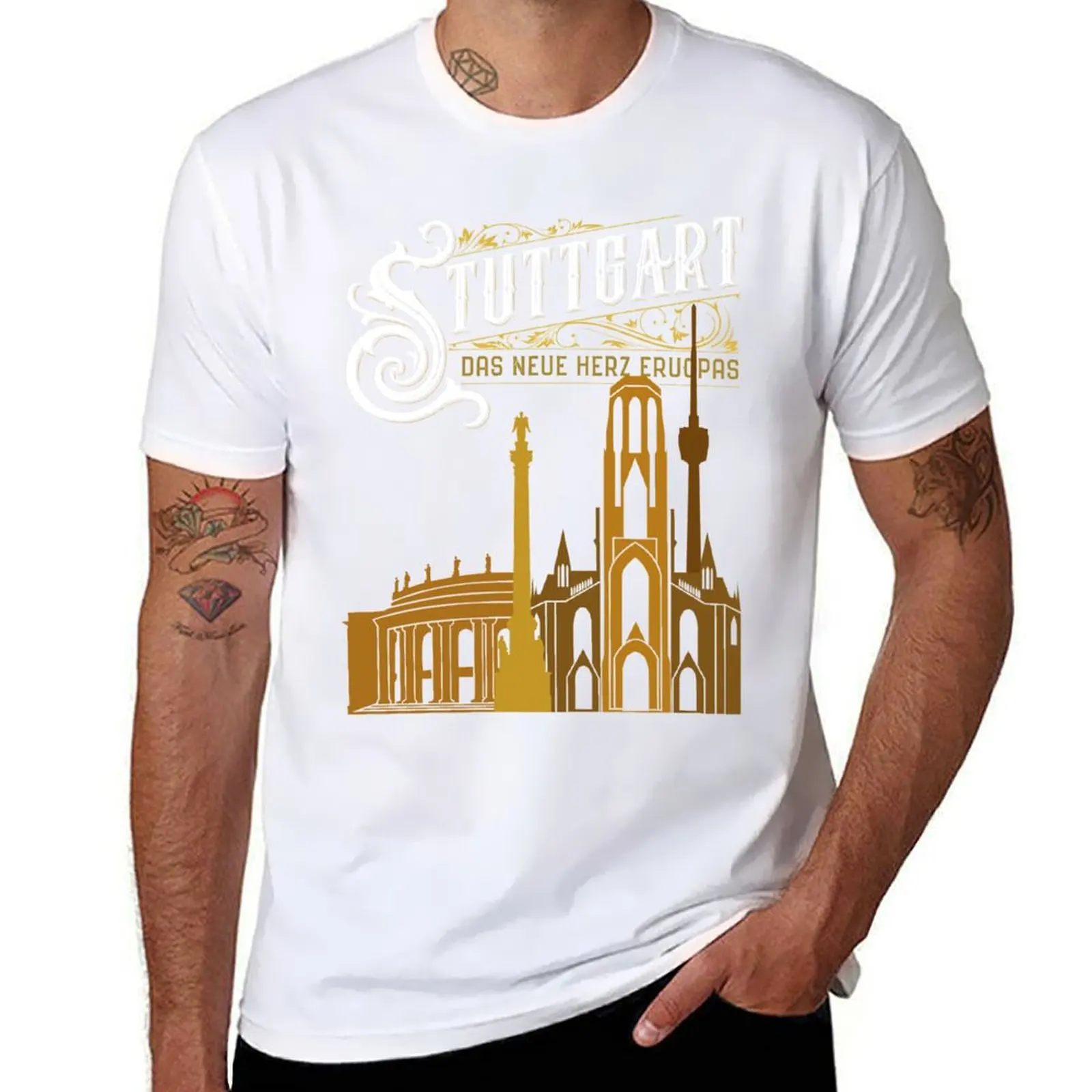 

Stuttgart City and Historic Landmarks Vintage T-Shirt anime tshirt t shirt man designer T-Shirt