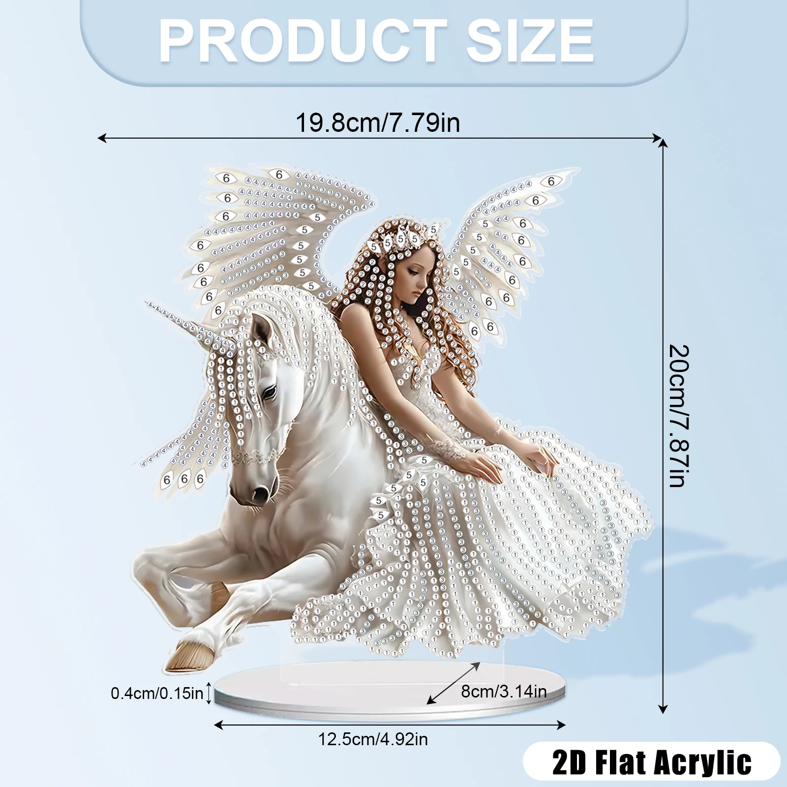 Diamond Art Desktop Ornament Kits for Adults Beginners,DIY White Angel Special Shape Desktop Ornament for Home Office Decor Gift
