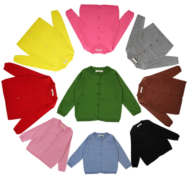 

School Spring Autumn Kids Baby Cotton Knit Sweater Candy Color Cardigan Solid Color Cardigan Children's Sweater 1-6Y