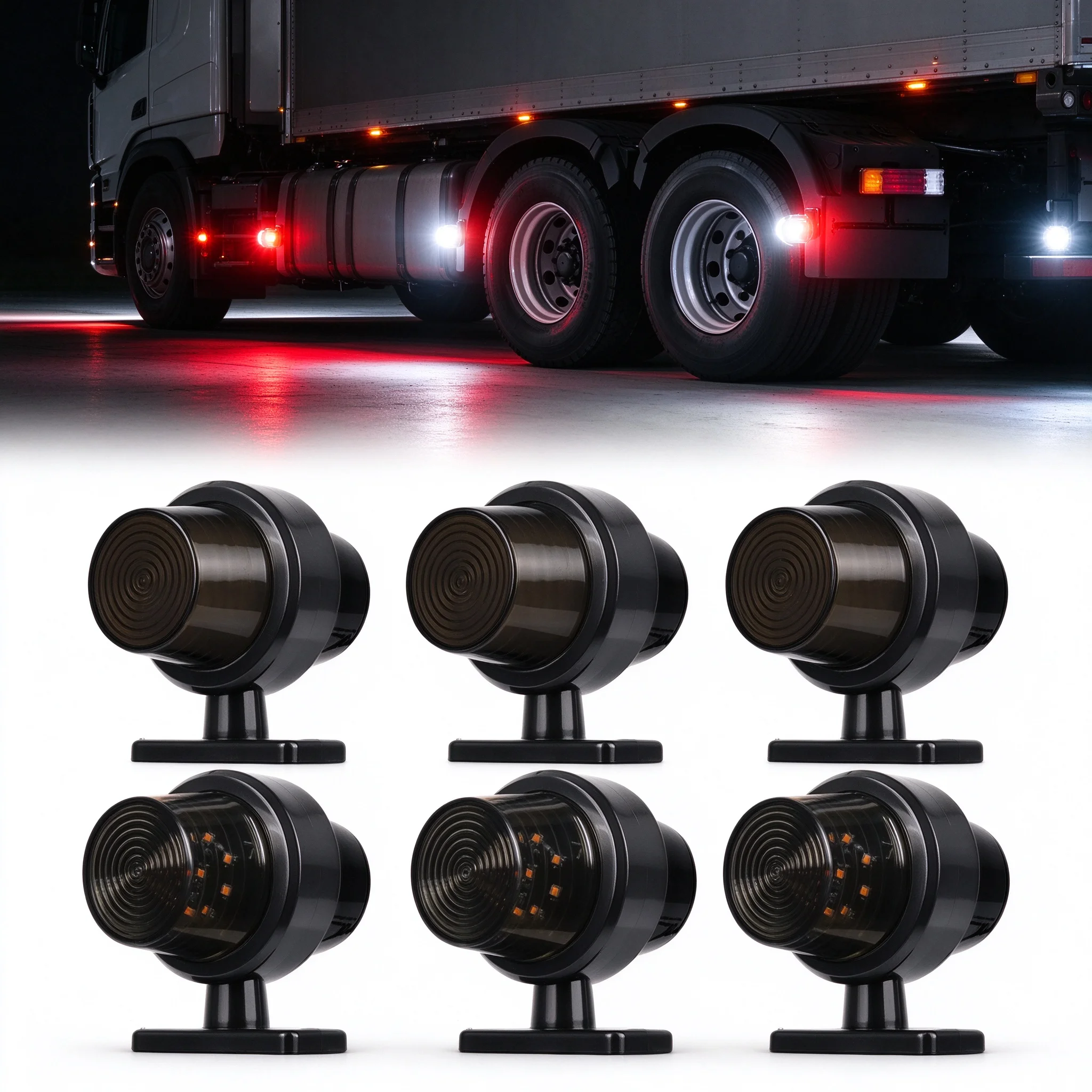 6PCS Lorry Side Light Double Face LED Stop Turn Signal Light for Car Trailer Outline Lamp Caravan Side Marker LED Lighting
