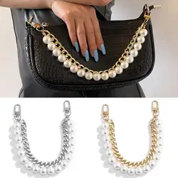 Handbag Chain Aluminum Chain Bag Chain Bag Accessories Imitation Pearl Strap Simplicity Retro Temperament Detachable Replaceable