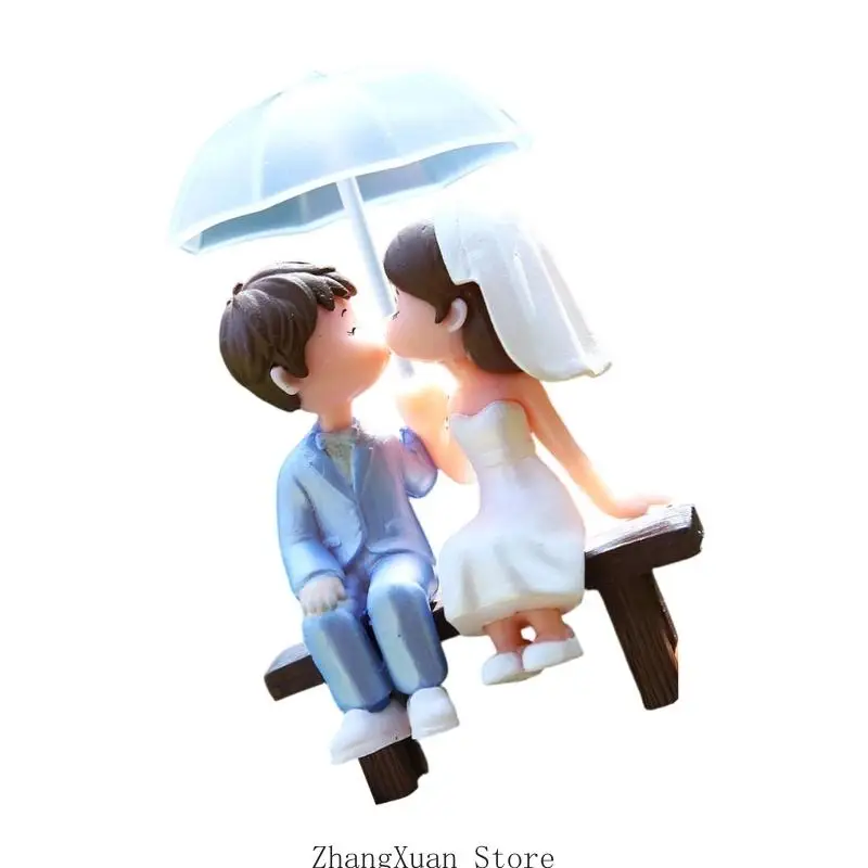 Regenschirm Paar Modell Statue PVC Figur für Schreibtisch Dekoration Kuchen für Hochzeit und Verlobung Party 3XUF – Detail 7