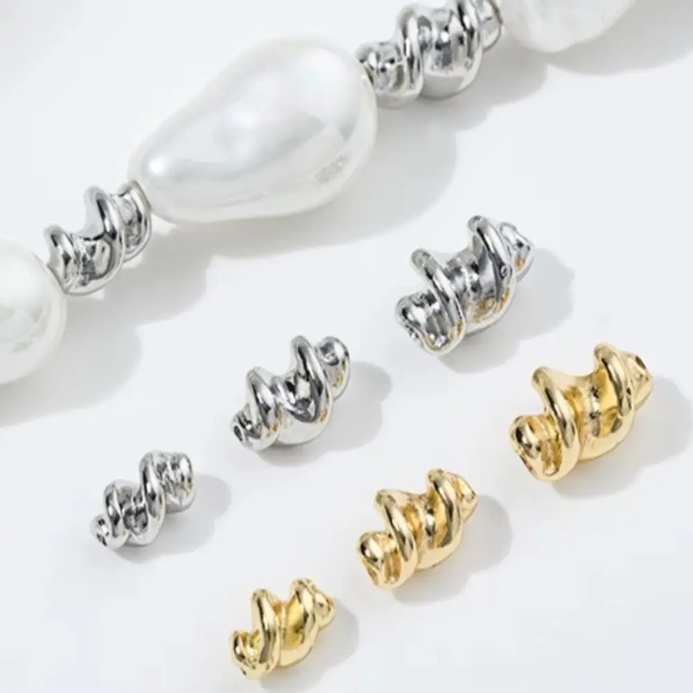 

Copper Bead 14K Gold Color Spiral Twist Threaded Screw Bead Through Hole Bead Separator DIY Bracelet Necklace Jewelry Accessorie