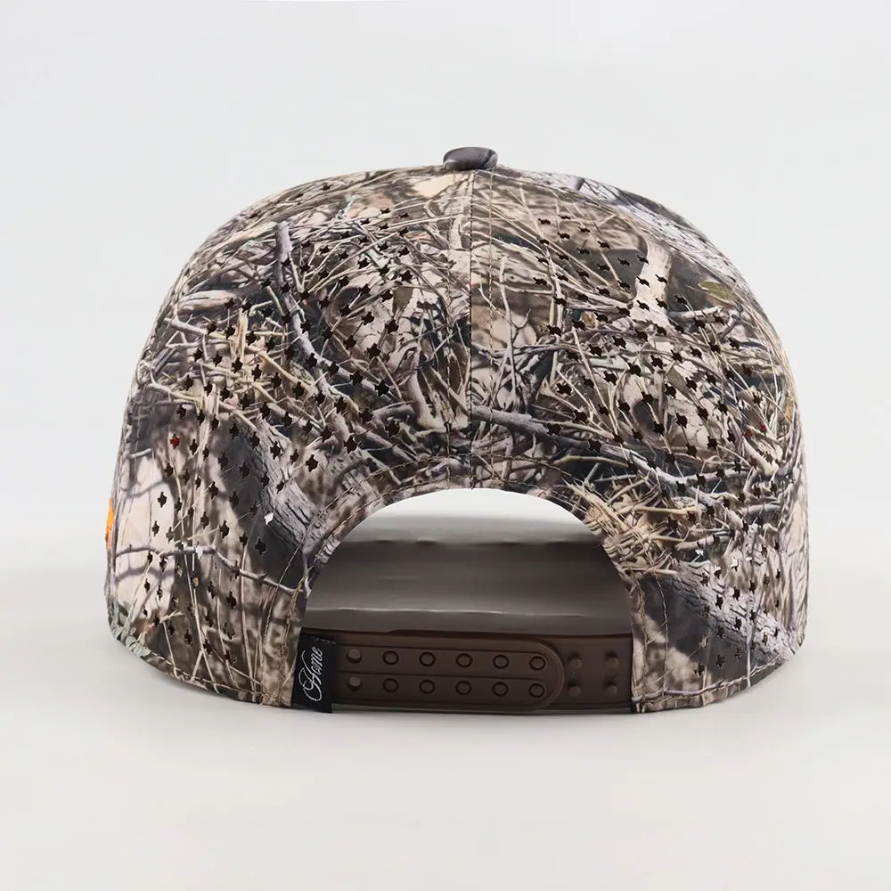 Assorted Design Waterproof Polyester Golf Hat Custom 3D Embroidery Camo Print Baseball Cap for Outdoor Hunting view 4