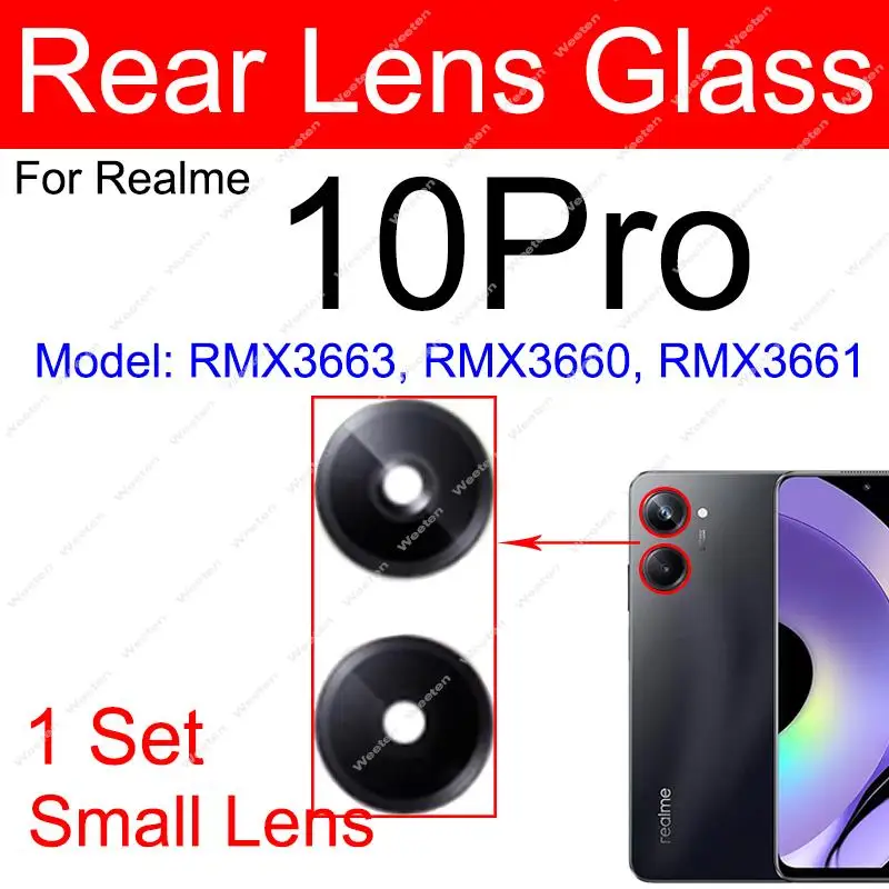 For Realme 10 10S 10T 10 Pro+ 10pro plus 4G 5G Rear Camera Glass Lens Back Camera Lens Glass with Sticker Replacement