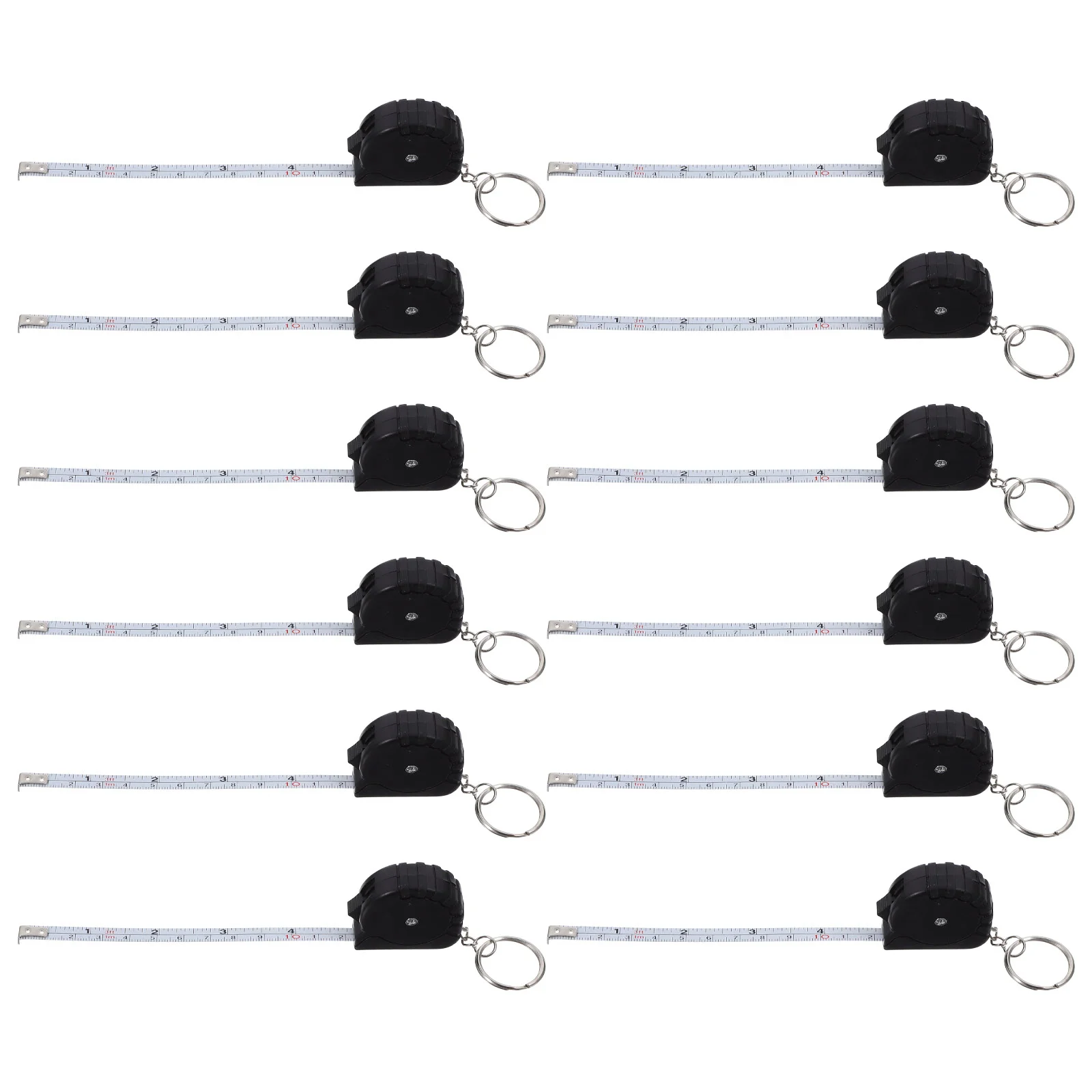 

12 Pcs Automatic Retractable Tape Measure Small Portable Mini Keychain Bulk Carbon Steel Measuring