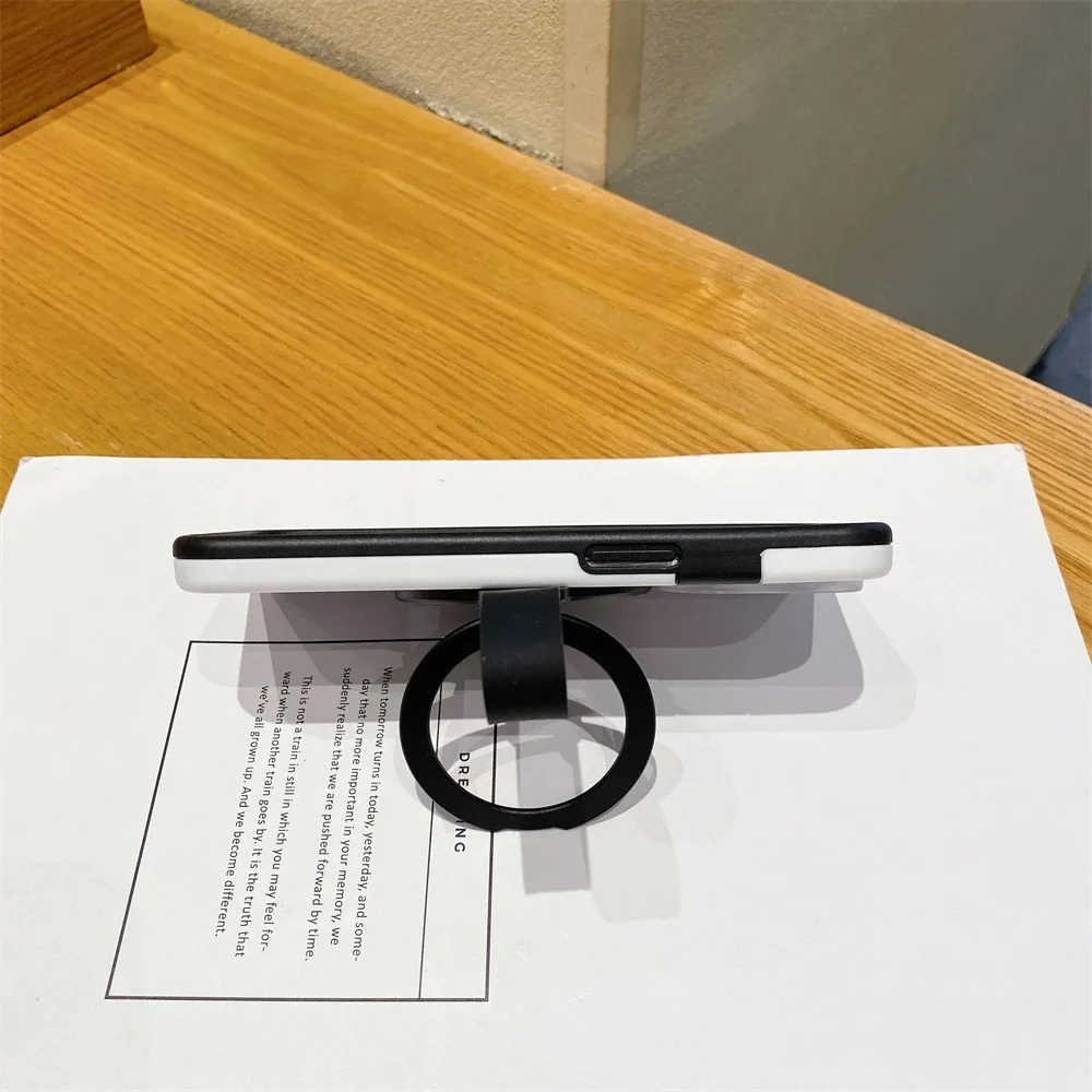 Penyangga Ponsel Magnetik Kuat dengan Tali, Penyangga Cincin Ponsel dari Alloy, Desain Peredam Getaran Tanpa Lem, Penyangga Meja