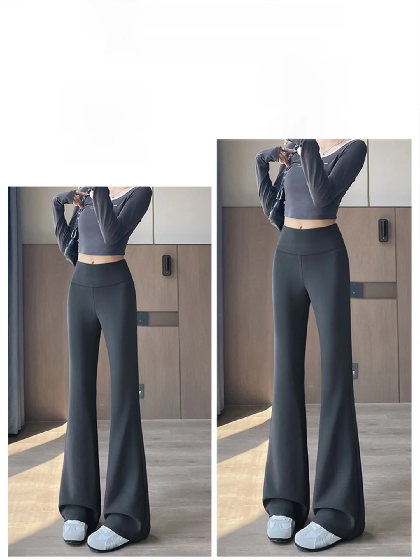 กางเกงโยคะทรงกระดิ่งเอวสูงสำหรับผู้หญิง ทรงเข้ารูป สไตล์ลำลอง สำหรับฤดูใบไม้ร่วงและฤดูหนาว ดีไซน์รูเก๋ไก๋ ผลิตจากโพลีเอสเตอร์...