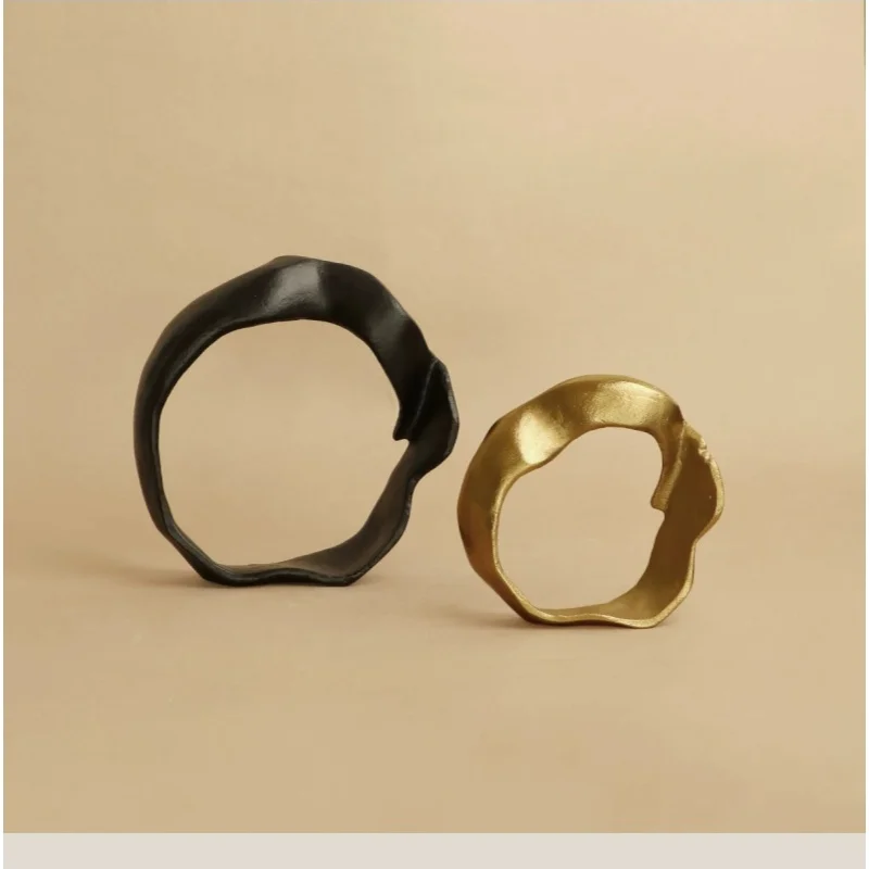 Modern minimalist aluminum geometric ring-shaped decorative piece - minimalist golden art decorative item