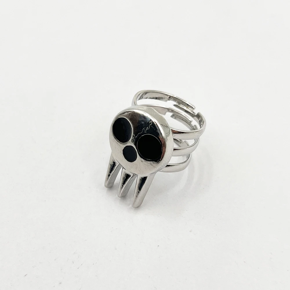 Anime Soul Eater Death the Kid Skull Cosplay Ring Metal Adjustable Rings Unisex Jewelry Halloween Accessories Props