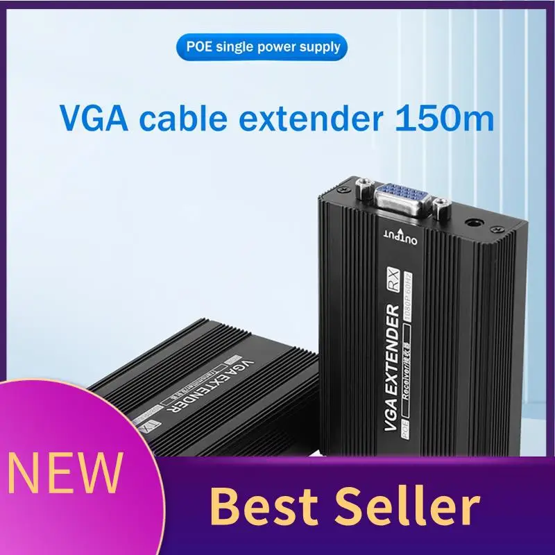 

HFES 150M VGA Network Extender RJ45 VGA Extender Audio Transmitter Receiver Support POE Power Supply