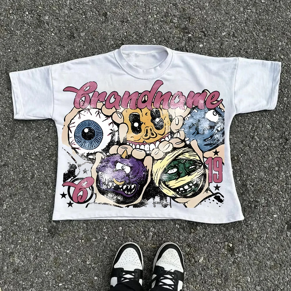 الجرافيك تي شيرت الرجال النساء خمر الهيب هوب الشارع الشهير المتضخم التي شيرت قصيرة الأكمام ملابس كاجوال الصيف موضة العصرية المحملة #2