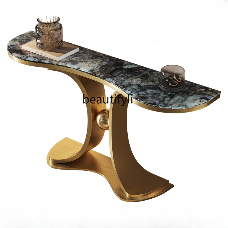 

Italian-Style Light Luxury Imported Stone Plate Console Tables Ultra-Narrow Door-to-Door Modern Simple and Natural Luxury