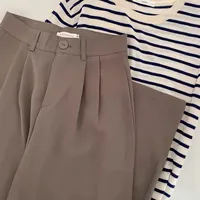Loose Straight Casual Pants Draping High Waist Wide Leg West Pants Earthy Texture Suit Pants Women's Long Trousers