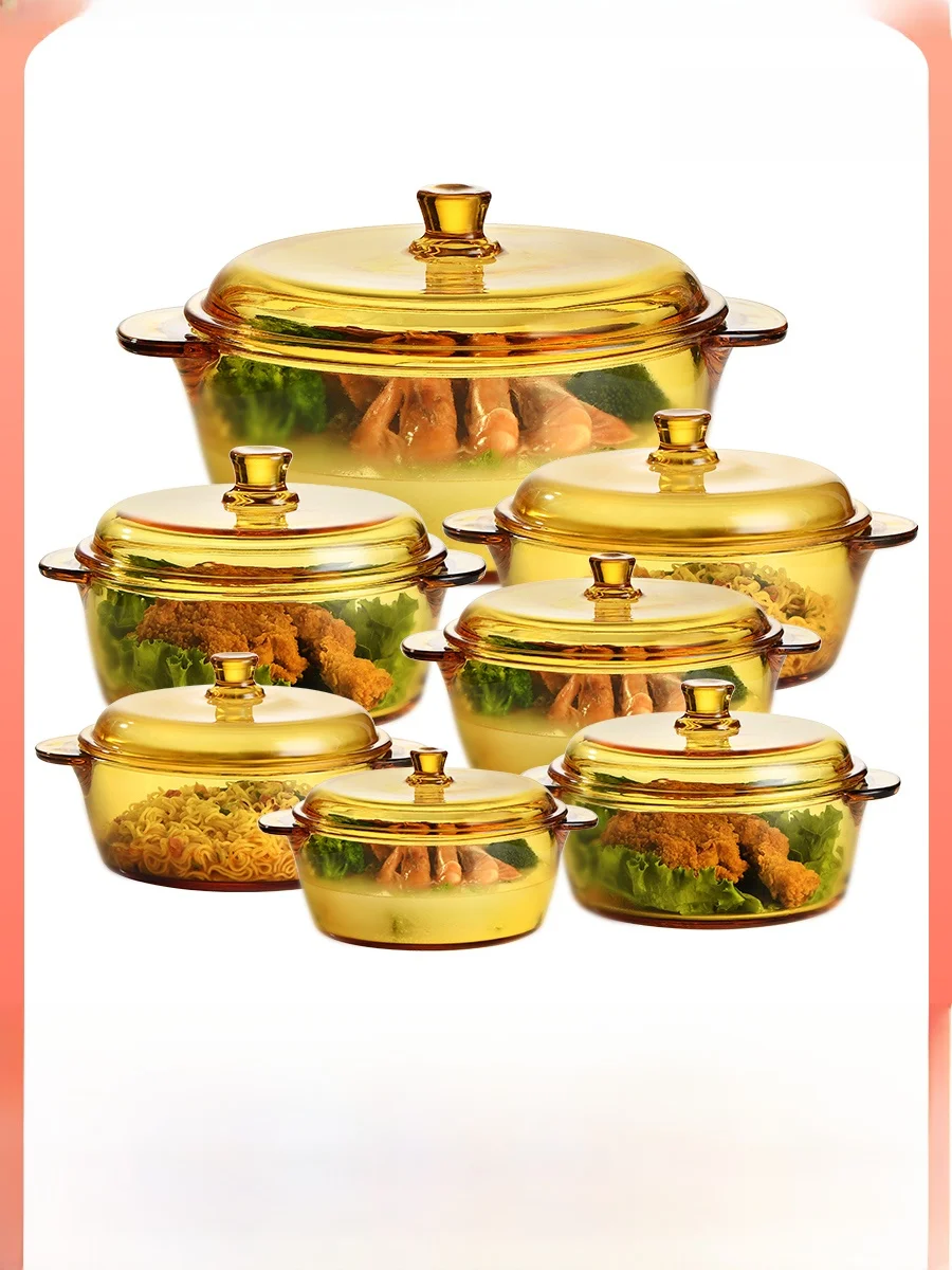 

Large Capacity Heat Resistant Glass Bowl Microwave Safe Soup Bowl with Lid Double Eared Glass Basin for Home Use Ice Kitchen ...