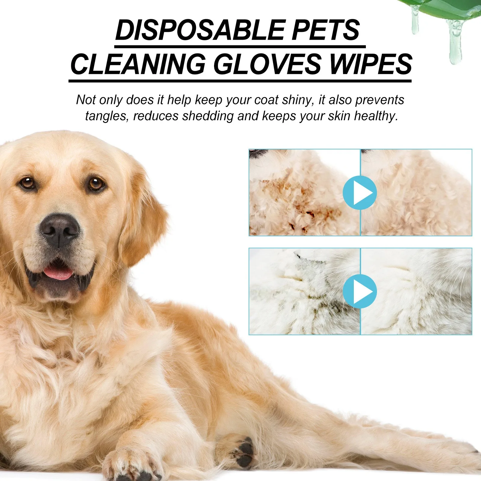 Pet No Washing Glove 3 Pcs, Pet No Rinse Pet Wipes, Pet Disposable Cleaning Massage Gloves, Pet Grooming Pet Washing