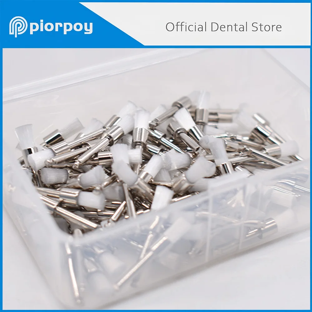 

PIORPOY Dental Polishing Brush 100Pcs Autoclavable Nylon Bristle Brush Polisher Bowl Shape Dental Prophy Brushes Dentist Tools