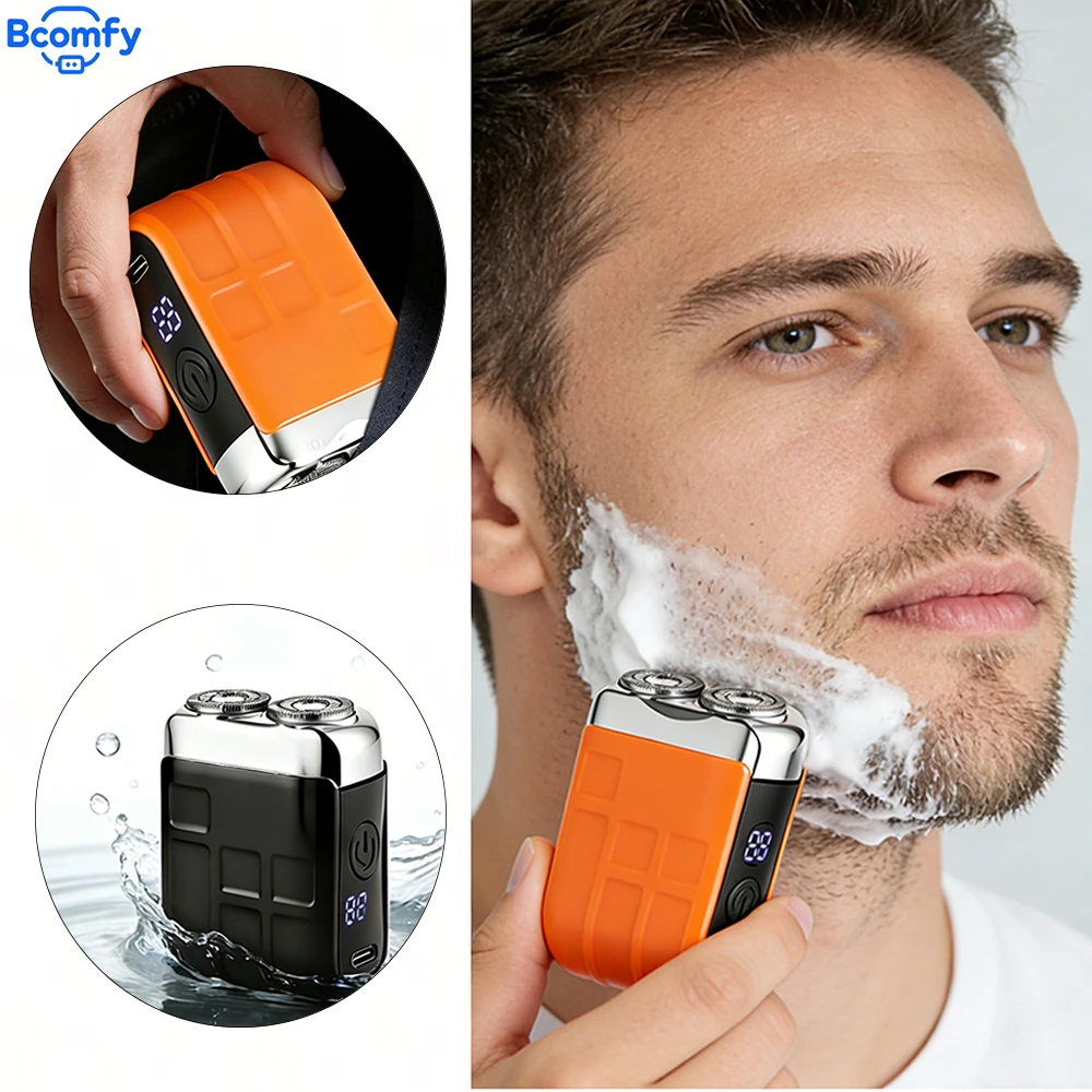 Afeitadora eléctrica para hombres, doble hoja magnética flotante, recortadora de barba portátil de alta velocidad, maquinilla de afeitar eléctrica rotativa recargable