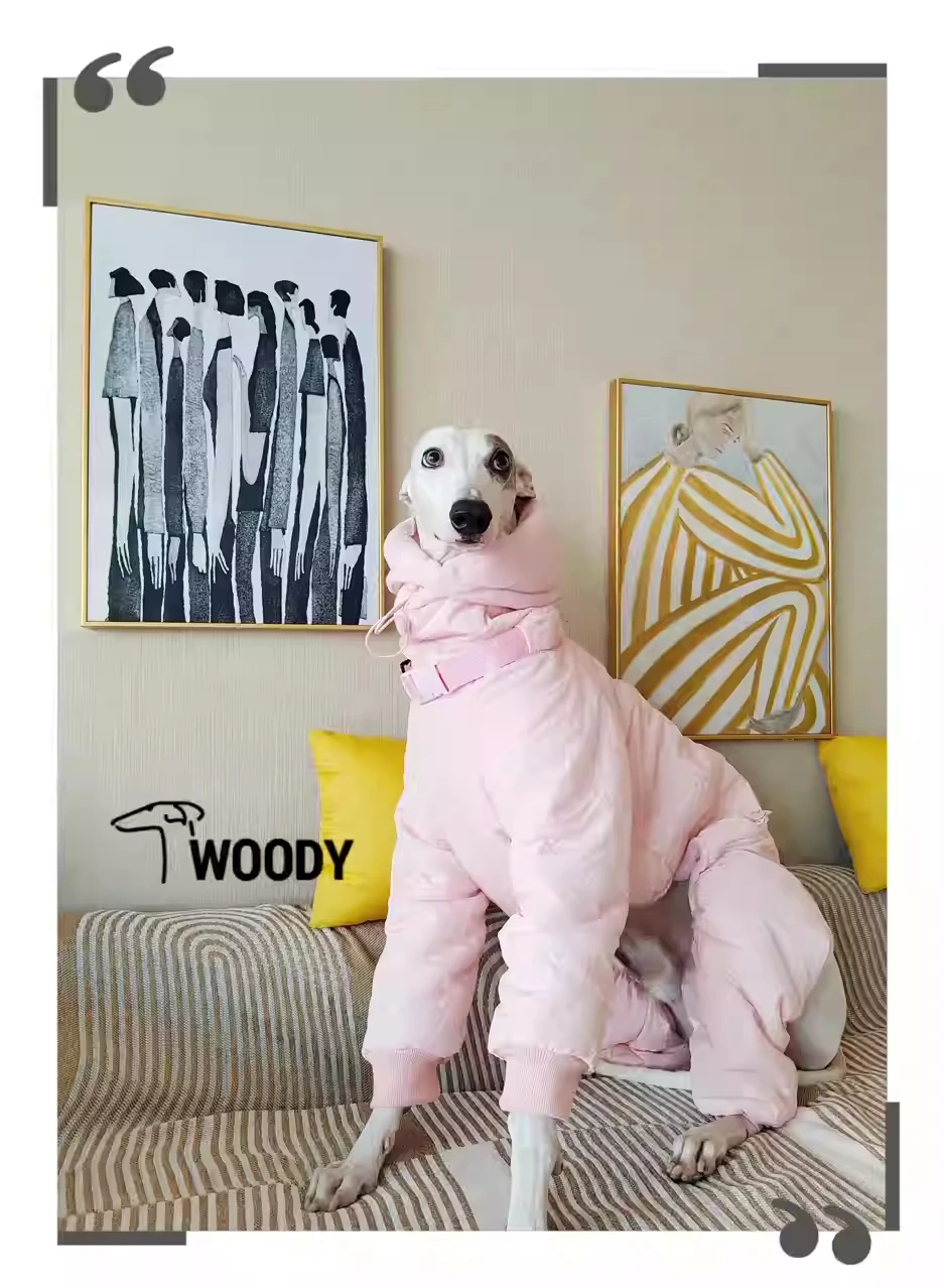 

Winter Super-thick Girl Whippet Pink Clothes Quilted Turtle Collar Dog Coat Warm Italian Greyhound Adjustable Cotton Jacket