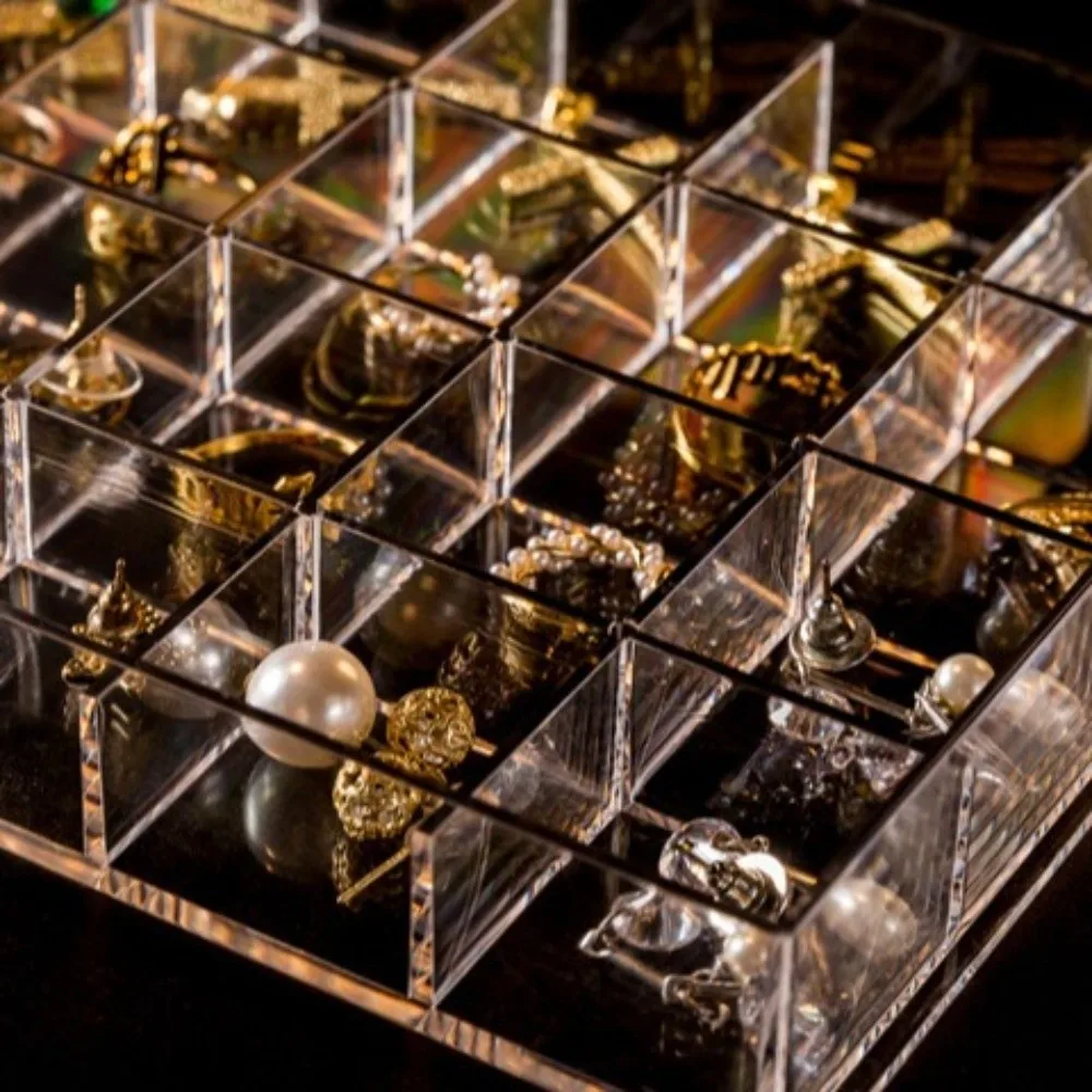 120 Grids Jewelry Storage Box Plastic Drawer Style Transparent Organizer Box Earring Ring Nail Art Storage Box Desktop