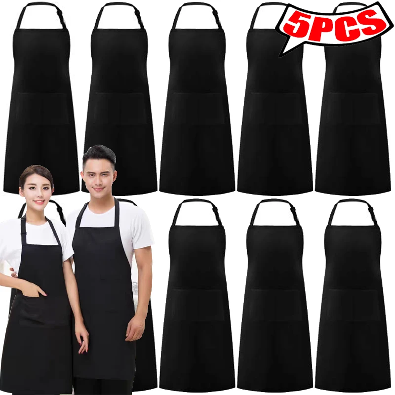 5/1Pcs Multi-colored Apron Women Men Kitchen Cooking Chef Cleaning Restaurant Waitress ApronS Household Cleaning Accessories