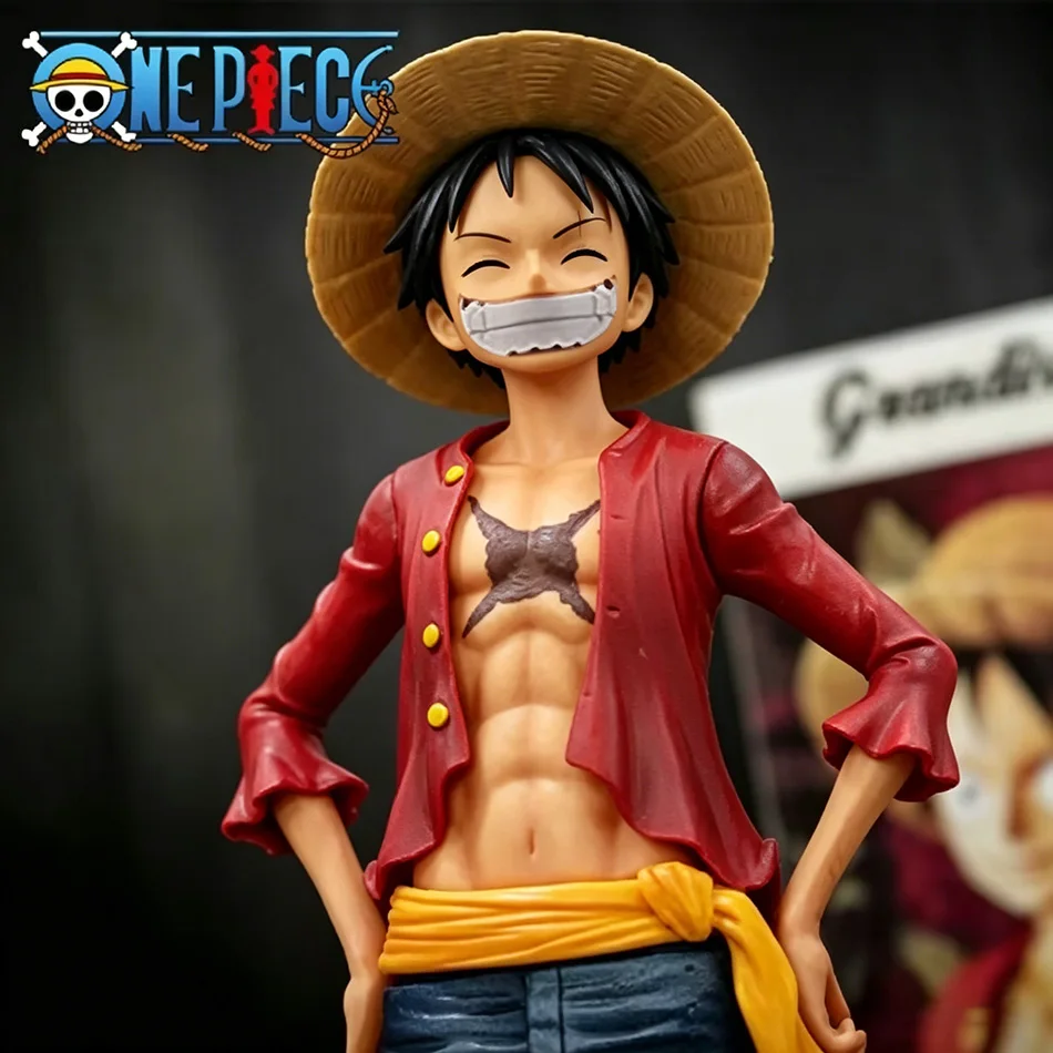 Monkey D. Luffy – 26 cm One Piece Anime-Figur: Selbstbewusster, lächelnder Luffy – Wechselbare Actionfigur, PVC-Modell, Spielzeugsammlung, Geschenke
