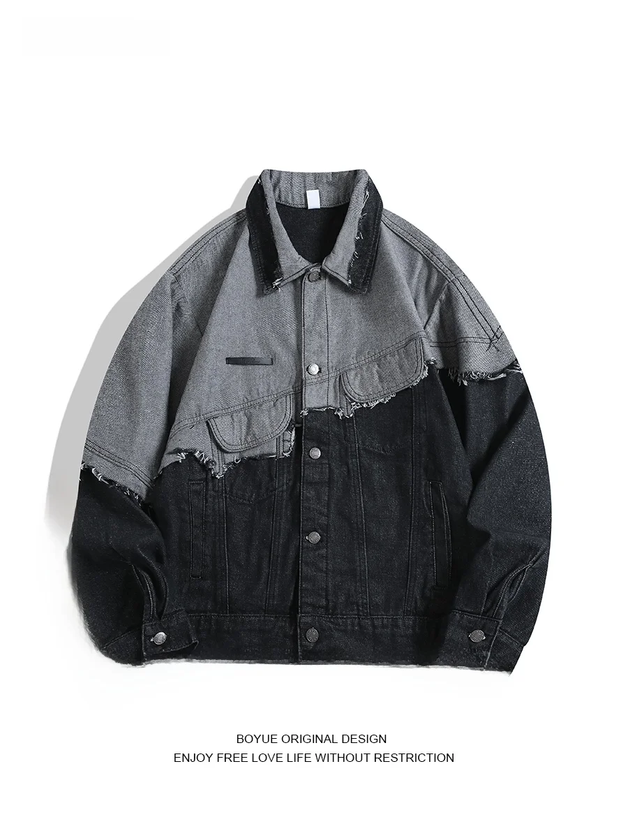 

Винтажный джинсовый джинсовый джинсовый джинсовый джинт Boyue American Sle Color Blo для подростков, мальчиков и девочек с потертостями и лоскутным дизайном