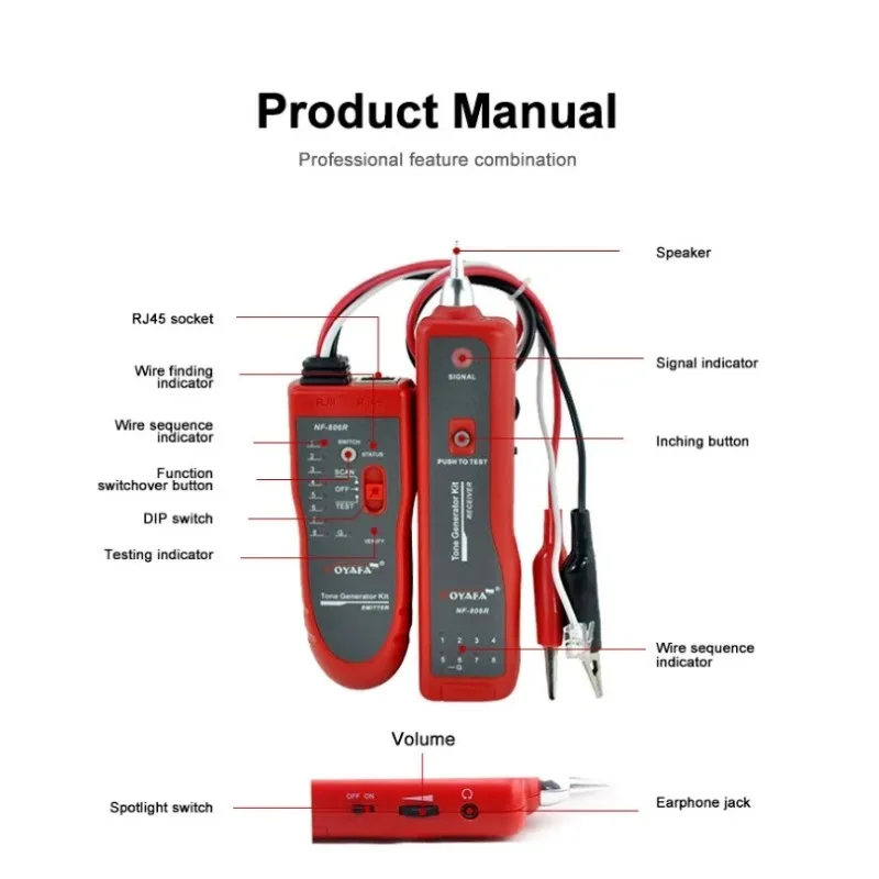 Noyafa Mutifuncation Cable Test NF-806 Detector Support Trace Telephone Lan Wire Finder Continuity Tester Wiremap Network Tester