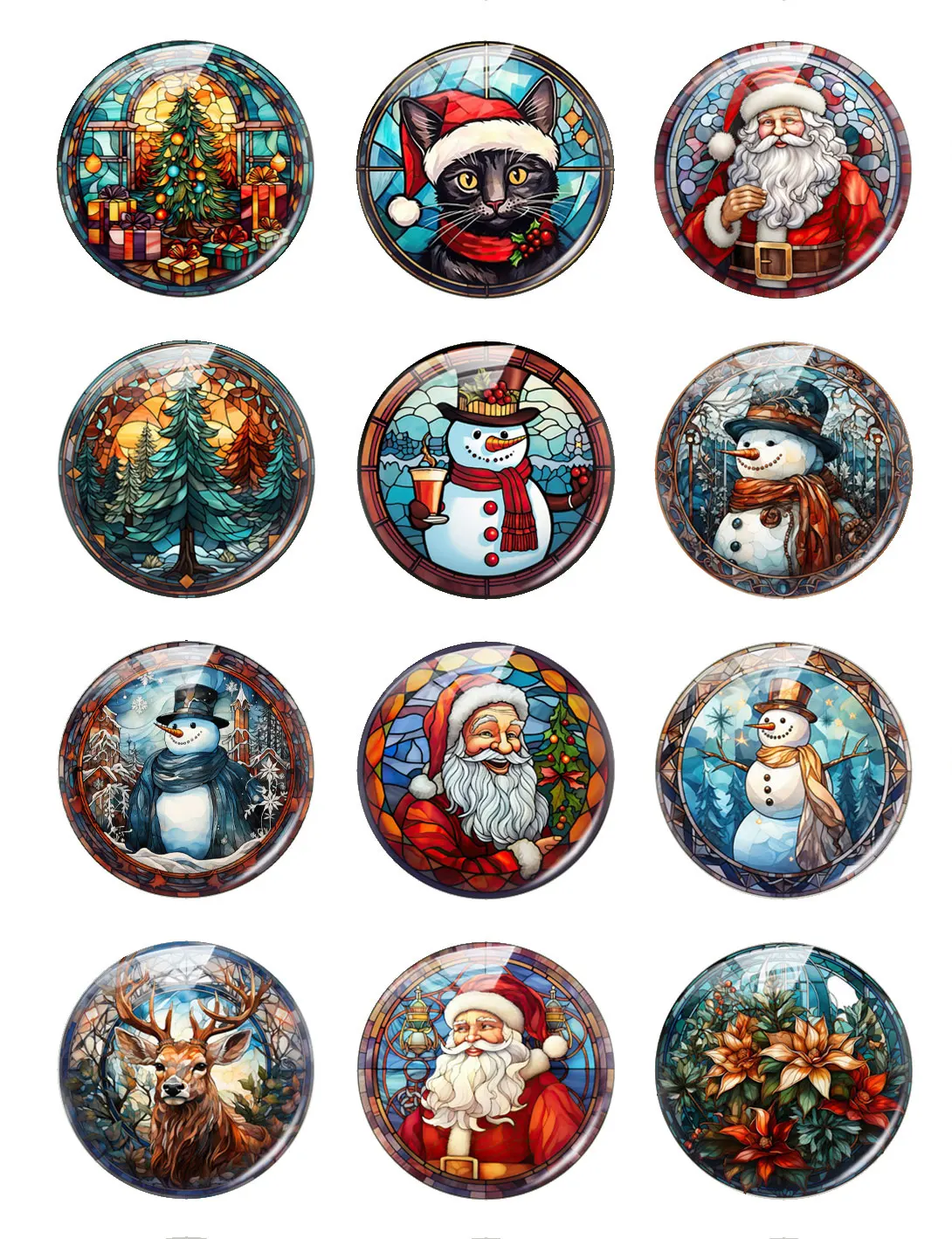 Handmade Stained Glass Christmas Santa Photo Cabochon Flatback Charms Demo Flat Back Cameo For Diy Jewelry Making Accessory