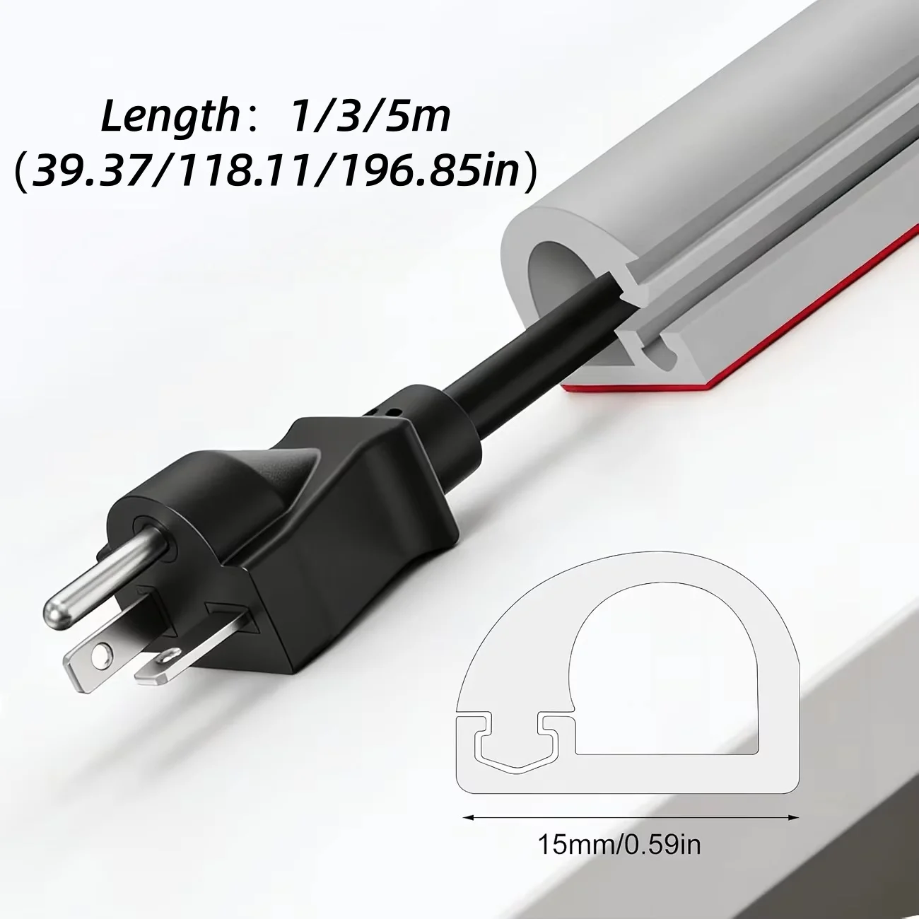1pc 1/3/5m Long Concealed Self-Adhesive Cable Tray, Wire Conduit Cable Protector, Suitable for Desktop, Wall, and Floor