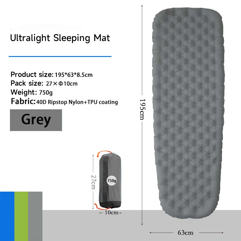Ultralight Self Inflating Sleeping Pad Camping Mat TPU Nylon Inflatable Camping Mattress Waterproof Air Mattress With Pump Sack