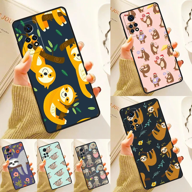 Kawaii Cute Sloth Case For Samsung Galaxy S24 Plus S23 S20 S21FE Lite S22 Ultra Note 20 S8 S9 S10 Phone Coque