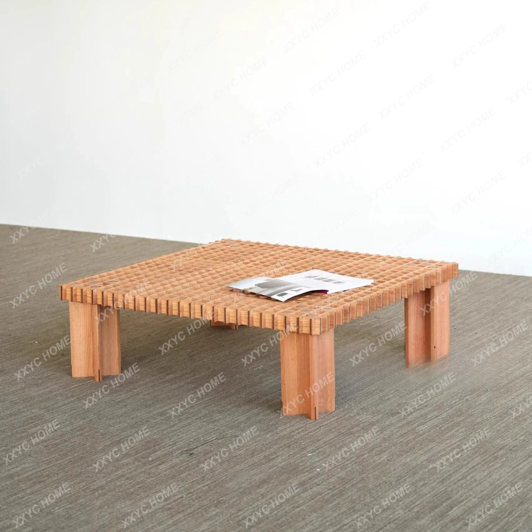 JMedieval style creative cut out solid wood coffee table combination living room for home modern casual art square table