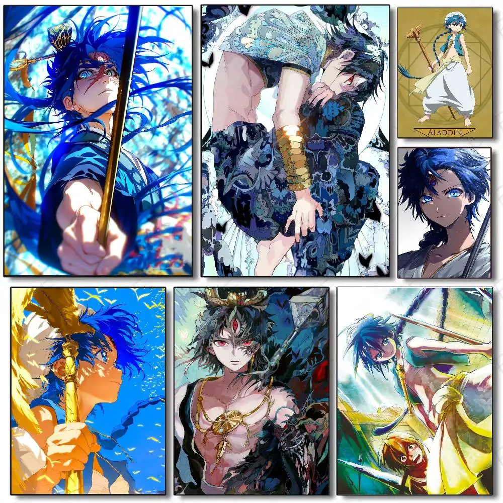 Aladdin Animation M-Magi Poster Art Sticky Wall Waterproof Home Living Room Bedroom Bar Aesthetic Decoration