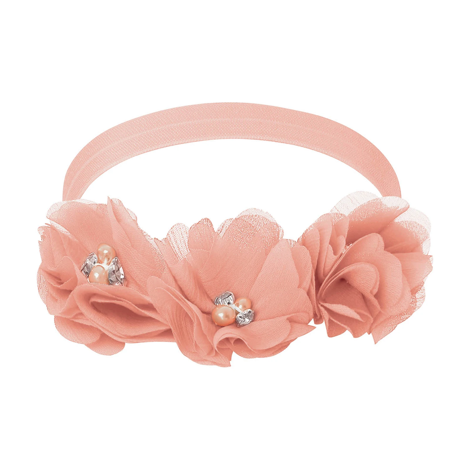 Baby Girls Cute Flower Headband Photography Prop Soft Nylon Elastic Hair Band Headwear for Daily Baptism Birthday Wedding Party