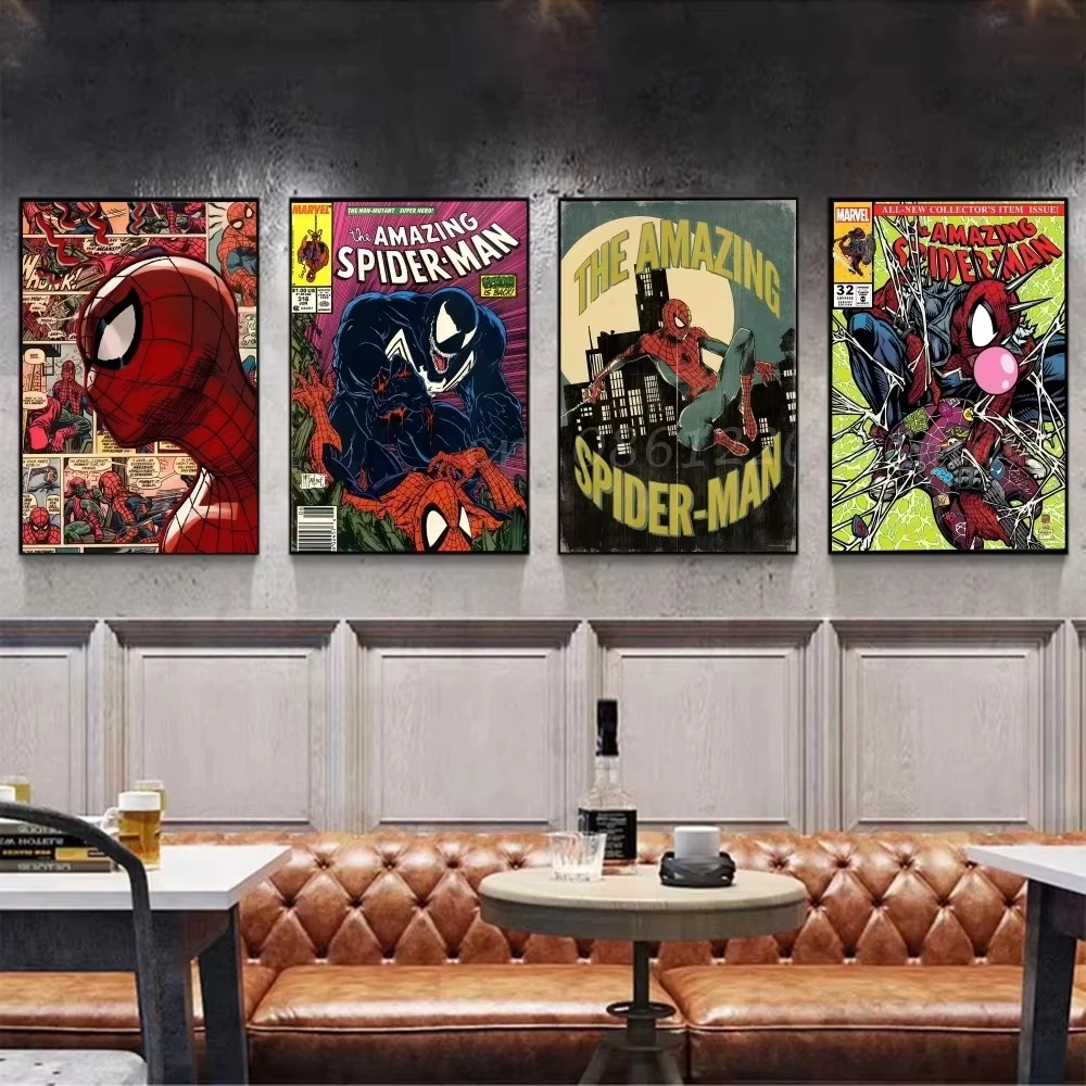 Póster de Marvel Cool S-Spider m-man, lienzo impreso, juego, sala de estar, decoración del hogar, imagen, regalos, pintura HD Kawaii, arte de pared de coches de gato