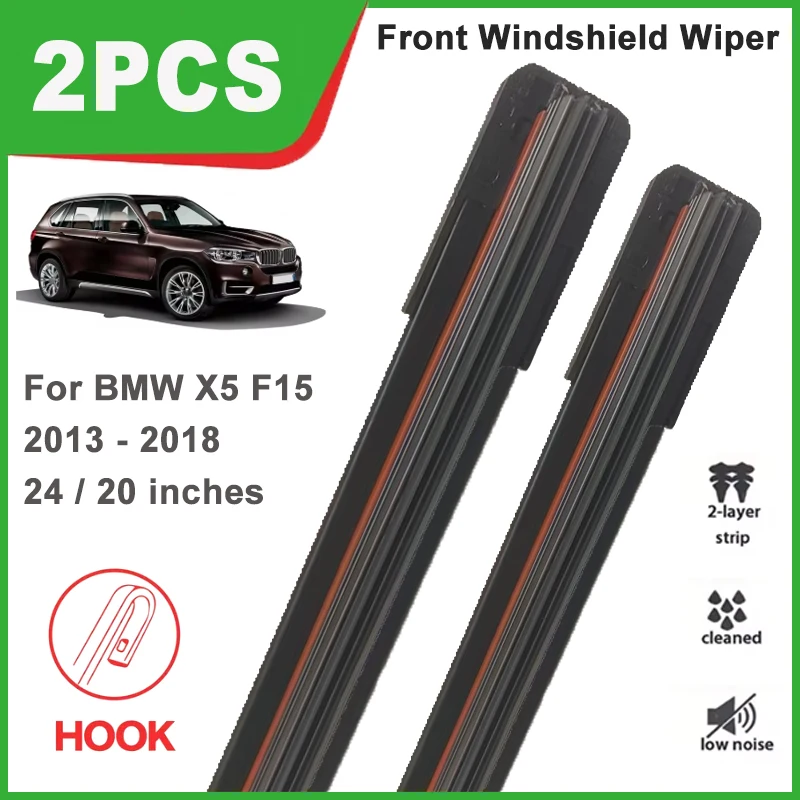 

2PCS Double Rubber Front Wiper Blades For BMW X5 F15 2013 - 2018 Windshield Windscreen Car Replacement Accessories