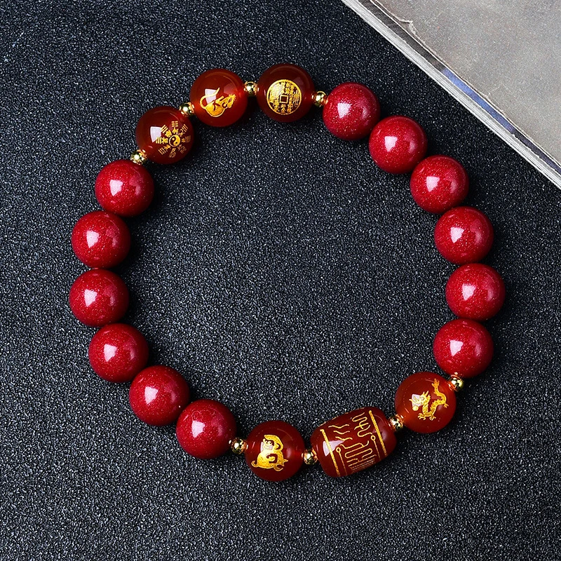 with 12 zodiac signs, unisex purple gold sand mountain ghost amulet bracelet