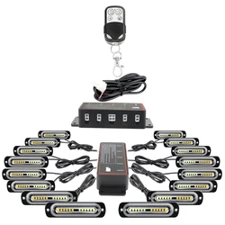 1 Set 16*12 LED 12V Strobe Lights For Car Emergency Ambulance Police Flashing Light With Remote Control Red White Amber Blue