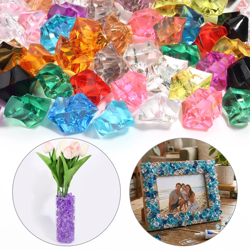 50pcs Crystal Transparent Fake Crushed Ice Stones Party Wedding Decorations Vase Acrylic Vase Filler Decoration Home Crafts
