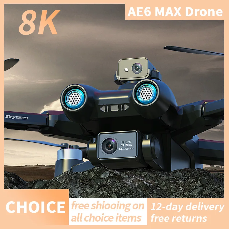 GEETHA AE6 MAX Drone 360°° Unikanie przeszkód 8K Profesjonalne podwójne kamery HD ESC GPS Optyczne pozycjonowanie przepływu Drone DC FPV