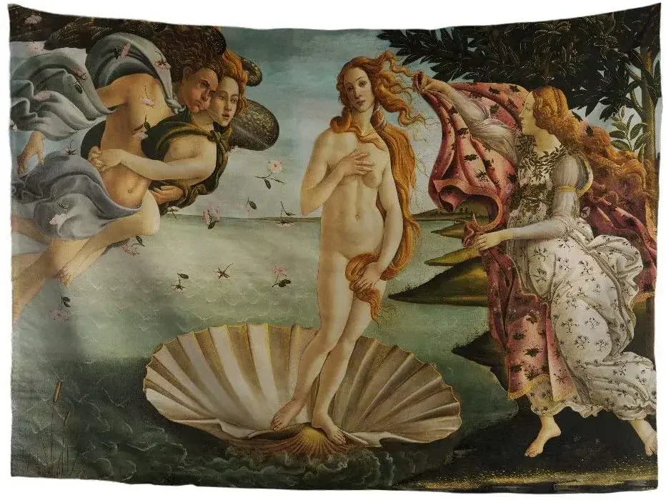 World Classic Art Masterpiece Tapestry Series Sandro Botticelli The Birth of Venus Vintage Home Decor