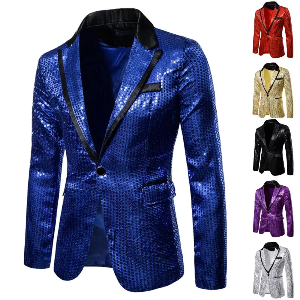 Men\'s Blazer Round Sequin Boutique Casual Men\'s Jacket Wedding Stage Performance Bar Nightclub Host Street Artist Men\'s Suit