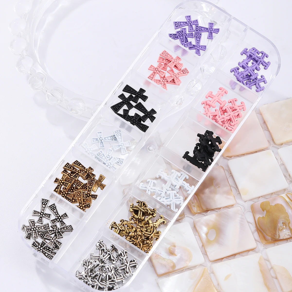 80 ماكارونس ملون عتيق لفن الأظافر المتقاطع مزين بنمط فاسق من سبيكة فن الأظافر DIY إكسسوارات مثقاب معدني للأظافر المزيفة #6