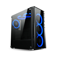 Factory wholesale high quality gaming computer case tempered glass medium tower case desktop computer case with RGB fan
