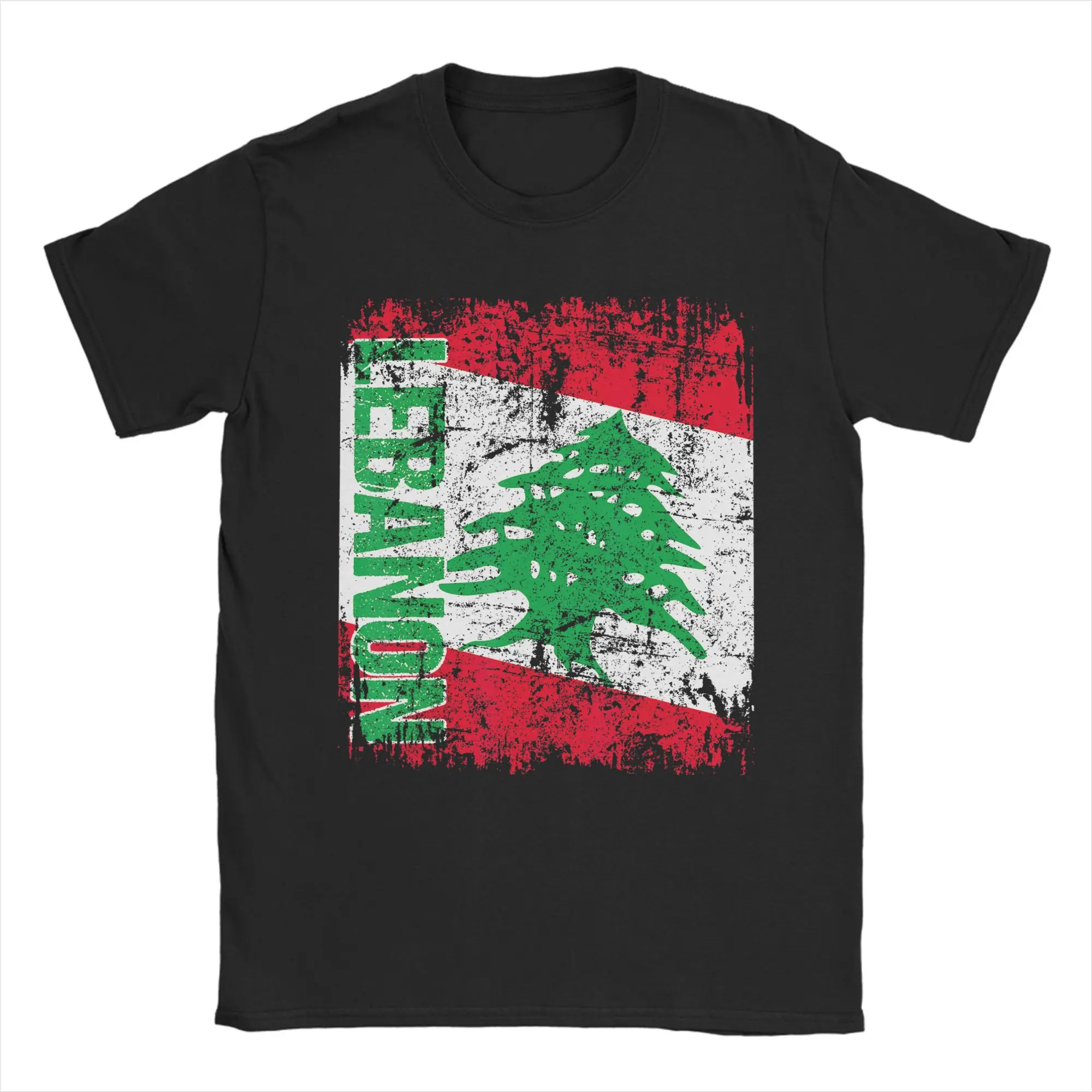Vintage Distressed Lebanon Flag T-Shirt Summer  Cotton T-Shirts For Male Design Tshirt Short-Sleeve Classic Clothes