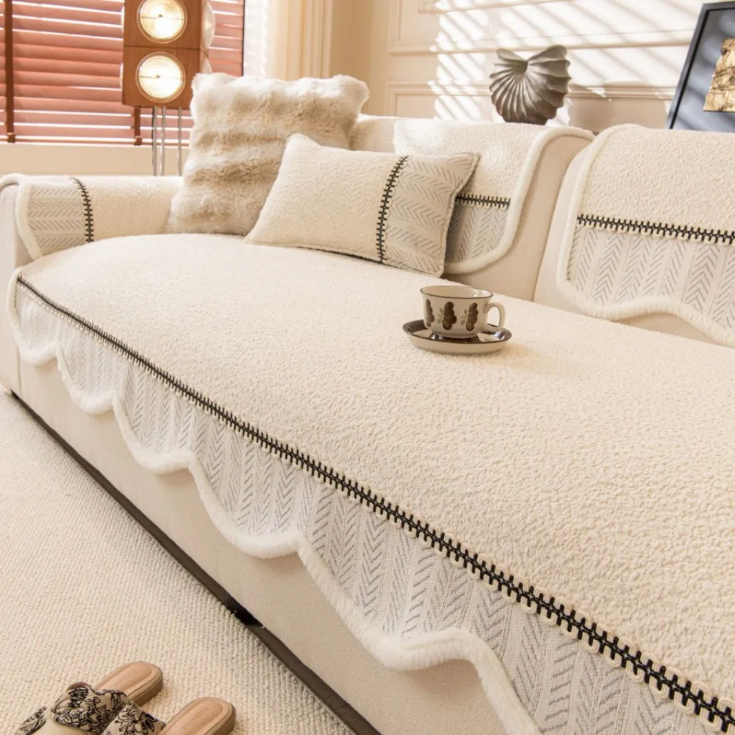 Ins Style Quilted Sofa Cover Cotton Four Seasons Universal Sofa Towel Non-slip Chaise Longue Couch Covers for Living Room