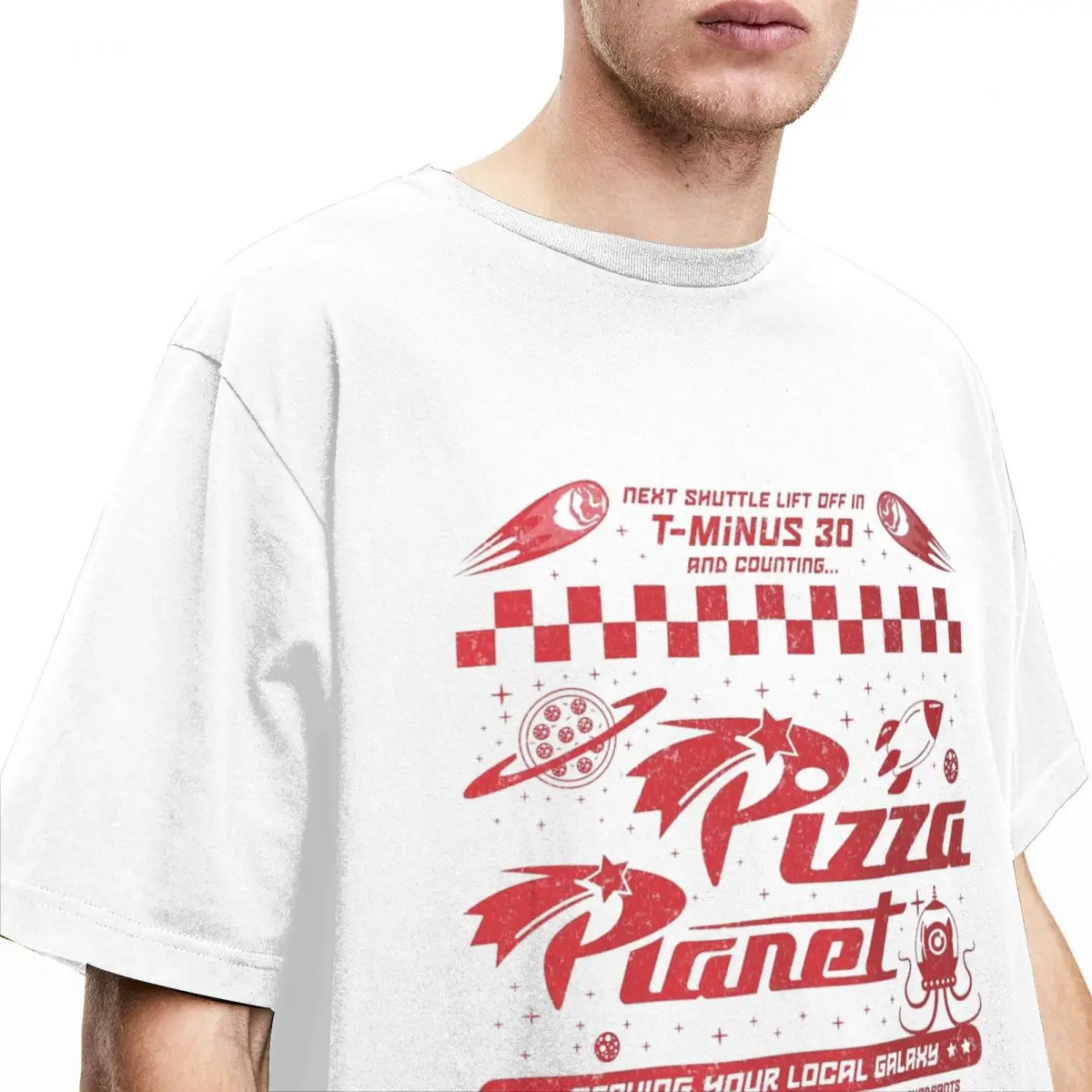 Pizza Planet T Shirt 30 Flyer film magliette moda maniche corte top Vintage estate puro cotone o-collo Plus Size vestiti