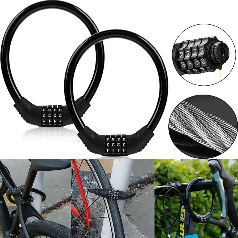 

Motorcycle Anti-theft Lock 4-digit Digital Reinforcement Mountain Bike Road Bike Security Lock Portable Bike Digital Accessories